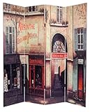 6 ft. Tall Impressionist's French Cafe Double Art Print Canvas Room Divider - 4 Panel