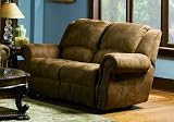 Recliner Loveseat Nail Head Trim Distressed Brown Microfiber