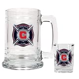Chicago Fire Glass Tankard and Square Shot Glass Set  (Primary Team Logo)