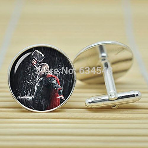 Pretty Lee Thor God Of Thunder Loki Quote Helmet Marvel Super Hero In Silver Cufflinks Glass Cabochon Cufflinks C3479