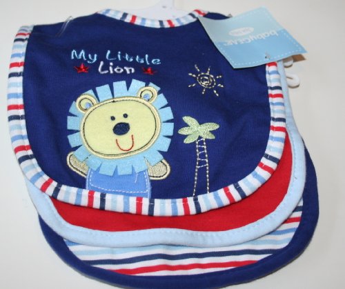 BabyGear 3 Pack Baby Bibs Blue-My Little Lion/red/Multi-stripe