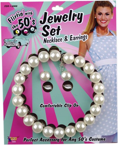 Click here to buy Ladies 50s Pearl Necklace And Earrings Set.