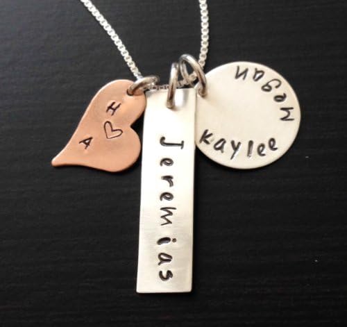 Mommy Necklace - Personalized Jewelry - Sterling Silver Hand Stamped Jewelry - Three Charm Necklace