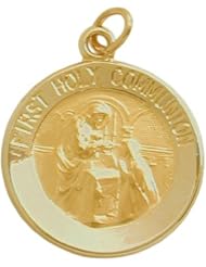 14 Karat Gold High Polish Religious First Holy Communion Medal Medallion