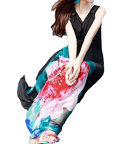 (ディーコッテ)D'Kotte レディース 春 夏 ワンピース ドレス ロング マキシ ノースリーブ 花柄 クール シフォン neaa235