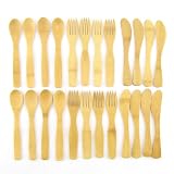 24 piece bamboo flatware set, 8 Place settings: Knife, Fork, and Spoon
