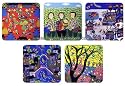Chinese Folk Art / Chinese Gifts / Chinese Home Decor: Chinese Coasters - Chinese Folk / Peasant Paintings (Set of 5)