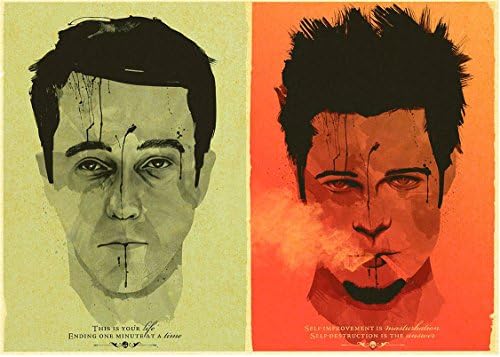 Colored Fight Club Artistic Poster, High-quality Brown Paper, 12 By 16.5 Inch, "Red Face, Green Face"