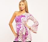 The Olian Shirred One shoulder Long Sleeve Print Tunic