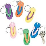 12 Luau Flip Flop Sandal Key Chains - Bulk Pack 12