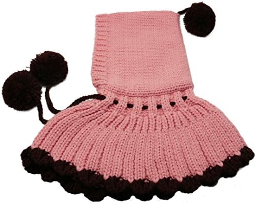 Bot Knit Cute Baby Child Hat Lace Knitted Shawl Scarf Conjoined Cape Cloak Wave(Pink2)