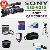 Brand New Sony NEX-VG10 Interchangeable Lens Handycam Camcorder + Huge 16GB Handycam Accessory Package