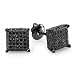0.50 Carat (ctw) Sterling Silver Black Diamond Dice Shape Ice Cube Mens Hip Hop Iced Stud Earrings 1/2 CT