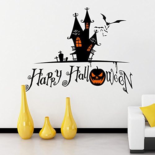 Haiqingor Halloween Pumpkin Skull Children Bedroom Wall B Quotes Mural Decoration Nursery Boys Girls Bathroom Decal Paper Baby Decor