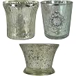 Set of 3 Mercury Glass Votive Candle holders - Each Different