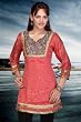 Pinkish Red Brasso fabric Anarkali Style Kurti