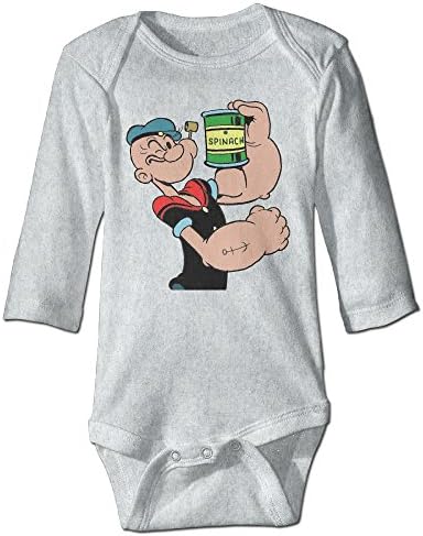 Spinach Cartoon 100% Cotton Infant Go Long Sleeve Climb Jumpsuit Ash