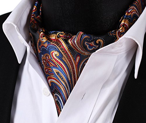 SetSense Men's Floral Jacquard Woven Self Cravat Tie Ascot