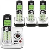 Vtech DECT 6.0 Black/White Expandable 4-Handset Cordless Phone System with Digital Answering Device and Caller ID (CS6229-4)