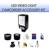 Digital Camcorder LED Video Light Accessory Kit For Canon VIXIA HF M400 Cam ....
