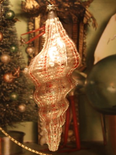 Conch Shell Glass Ornament 7″