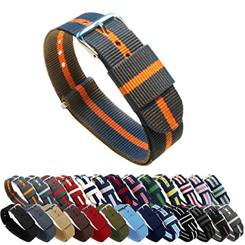 BARTON Watch Bands - Choice of Color, Length & Width - Smoke/Pumpkin 18mm - Standard Length