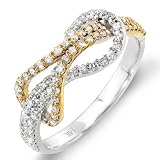 14k White & Yellow Gold Round Diamond Ladies Cocktail Ring (0.50 cttw, H-I Color, I1-I2 Clarity)
