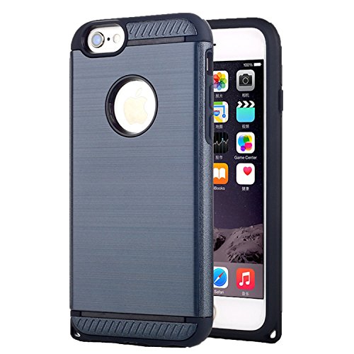iPhone 6 / 6S Armor Case, Ultra Thin PC / TPU Hybrid Cover for the iPhone 6 (4.7), Brushed Metal, Slim Minimal Lightweight (Navy)