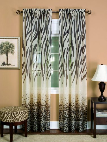 Achim Home Furnishings Kenya Curtain Panel, 50-Inch by 63-Inch, Brown