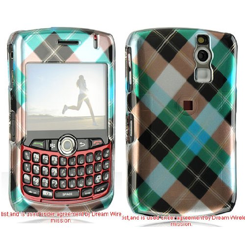 Blue Argyle Check Plaid Snap on Hard Cover Protector Faceplate Skin Case for Blackberry Curve 8300 8310 8320 8330 + Belt Clip