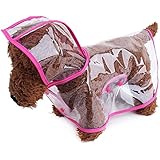 Topsung Waterproof Puppy Raincoat Pink Transparent Pet Rainwear Clothes for Small Dogs/Cats, Size M