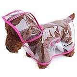 TOPSUNG Waterproof Puppy Raincoat Pink Transparent Pet Rainwear Clothes for Small Dogs/Cats, Size XS