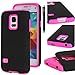 S5 MINI Case, E LV GALAXY S5 MINI Case - SHOCK ABSORPTION / HIGH IMPACT RESISTANT Full Body Hybrid Armor Protection Defender Case Cover for Samsung Galaxy S5 Mini SM-G800 with 1 stylus and 1 Microfiber Cleaning Cloth - HOT PINK