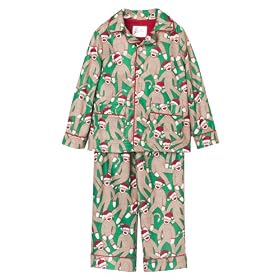 Nick and Nora toddler Christmas pajamas in Santa Sock Monkeys