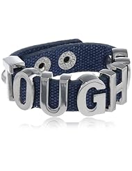 BCBGeneration Dark Blue Canvas and Rhodium Tough Affirmation Bracelet