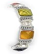 Antique Silvertone Multi Colored Acrylic Magnetic Bracelet