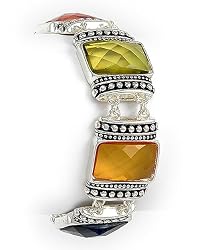 Silvertone Multi Colored Acrylic Magnetic Bracelet
