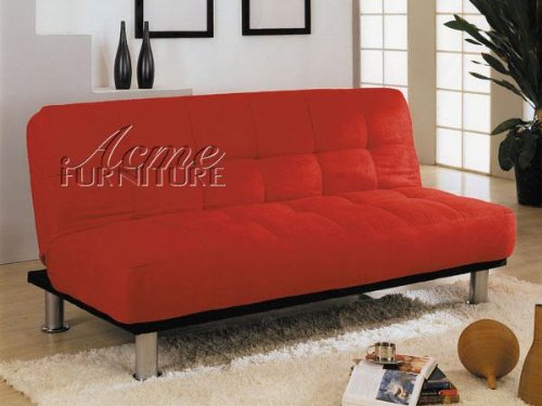 Red Microfiber Adjustable Sofa