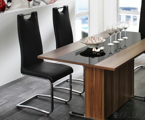 Freischwinger Lydia Schwarz Napalon Leder Chrom Esszimmerstuhl