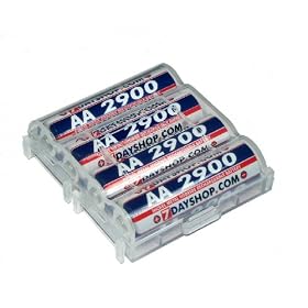 7dayshop Rechargeable Ni-Mh Batteries - AA Size (2900mAh) - 4 Pack With Storage Case