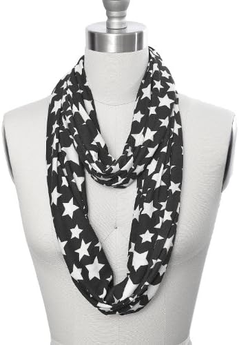 Lone White Star Pattern Infinity Scarf (Black)