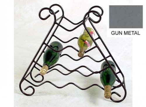Gun Metal 10 Bottle Wrought Iron Wine Rack (Gun Metal) (20″H x 23″W x 8″D)