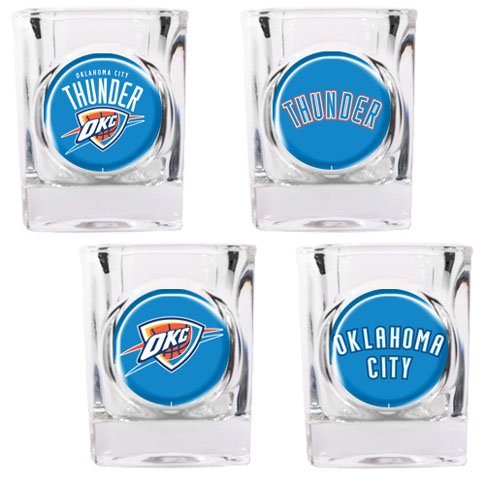 NBA Oklahoma City Thunder Four Piece Square Shot Glass Set (Individual Logos)