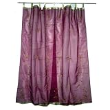 Window Treatment-2 Organza Red-violet Base with Gold Bell Embroidered Sari Curtains Drapes Panelby Mogulinterior