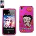 Betty Boop Blowing Kisses - Lips Marks on Solid Hot Pink Protector Snap On Case Cover for iPhone 4S/ 4G - Includes TWO Bonus Personal Charm Straps!