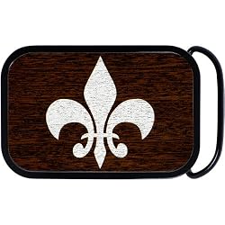 Real Wood Silver Fleur de Lis Belt Buckle
