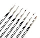 AIT Art Select Paint Brushes, Set of 7 Pure Russian Red Sable Detail Brushes, Handmade in Germany for Superior Paint Flow and Spring to Craft the Finest Details Using Oil, Acrylic, or Watercolors