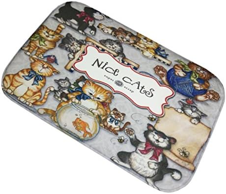 SuperMagic Cute "Nice Cats"Designer Flannel Door Mats Absorbent Area Rugs Carpet for Kids Bedroom Living Room Decor