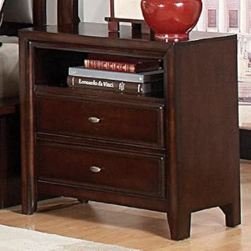Nightstand with Open Compartment in Dark Mahogany Finish