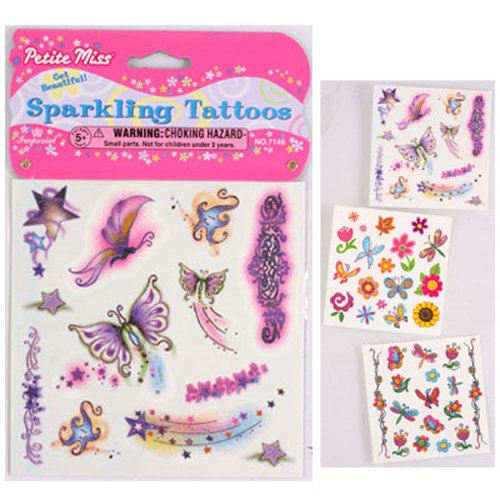 Childrens Toyshop  Toys : Petite Miss Sparkling Temporary Tattoos (18 count)